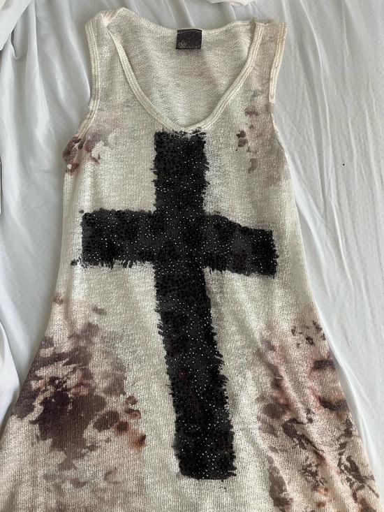 Vocal Dresses & Skirts - Vocal Cream Tank Dress with Black Sequin Cross